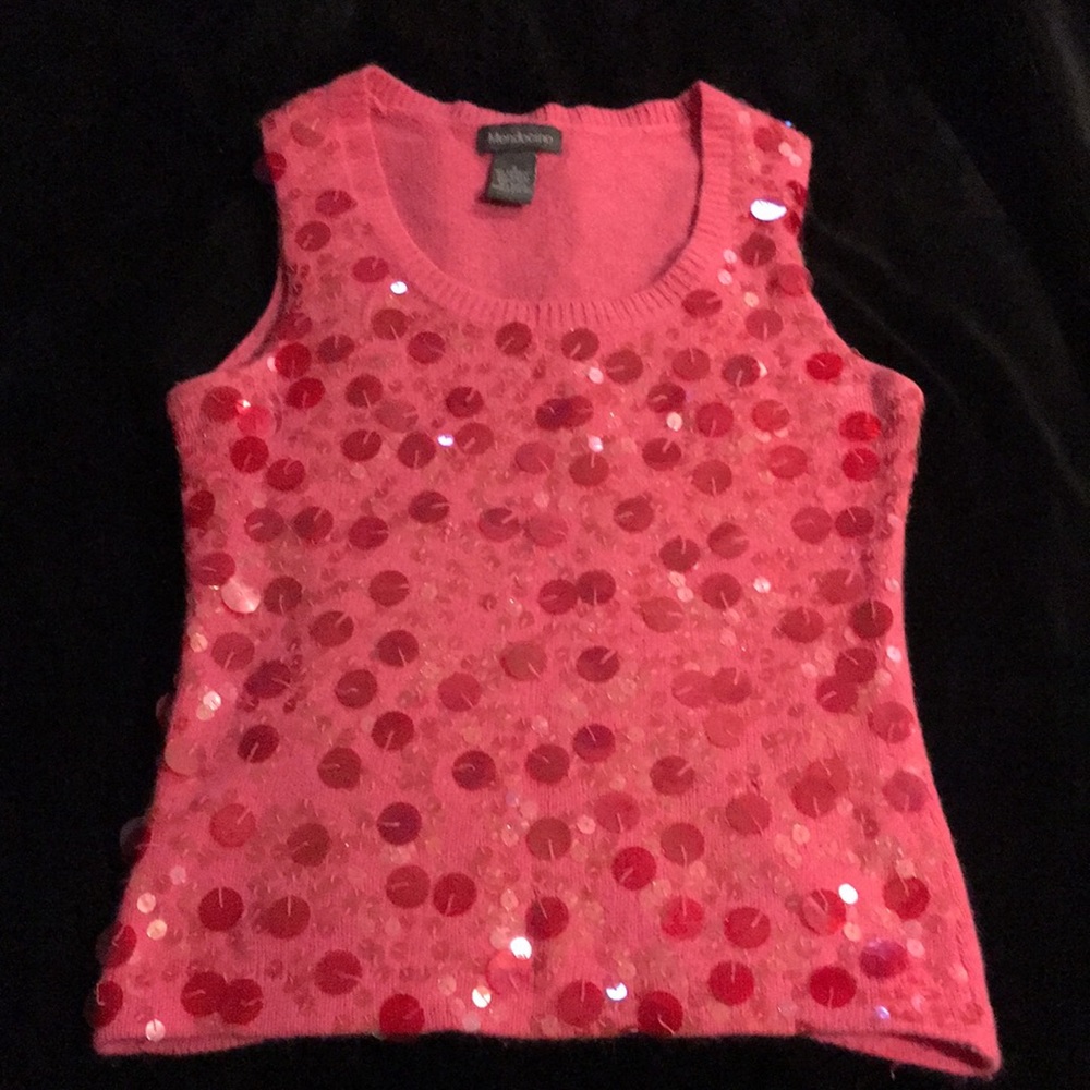 Sequins pink sleeveless sweater